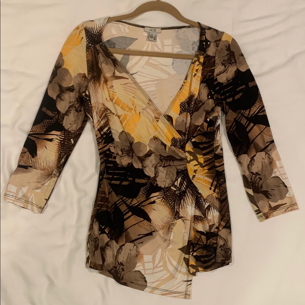 Floral asymmetrical wrap top
